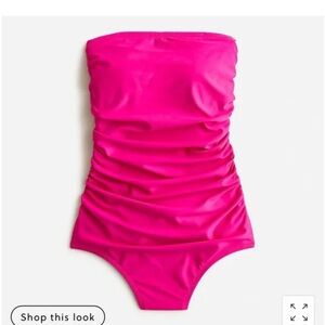 J. Crew Gemma ruched bandeau One-Piece Pink w/Straps